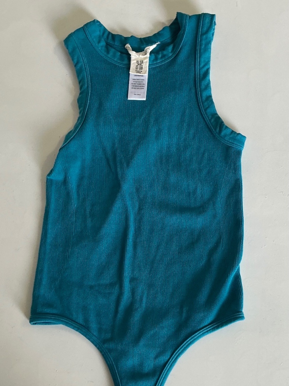 Happily Grey turquoise ribbed scoop bodysuit s/m